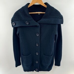 Vintage Forever 21 Navy Blue Sweater Cardigan – Button Front, Wide Collar